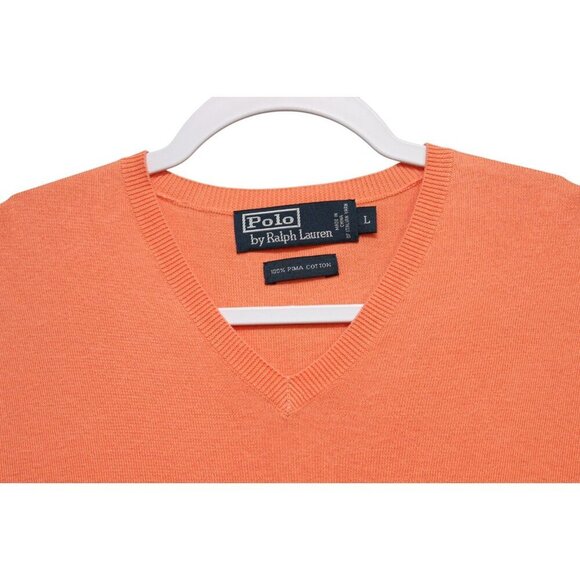 Polo Ralph Lauren Mens Sweater Vest Size Large Orange Pima Cotton Classic Preppy - Picture 5 of 11